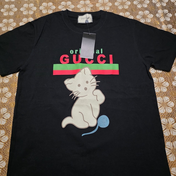 Gucci Black T-Shirt with Cat Graphic Size XL Or L - Picture 1 of 7